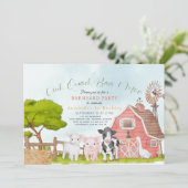 農業動物納屋周囲の庭水彩1st誕生日 招待状 (スタンド正面)