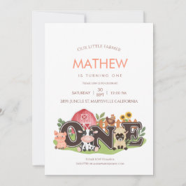 農業動物納屋周囲の庭第1回誕生日 招待状