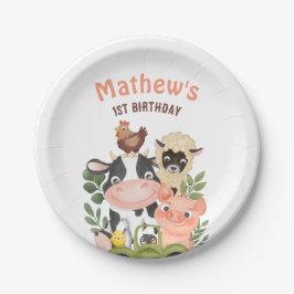 農業動物納屋周囲の庭第1回2回目の誕生日 ペーパープレート