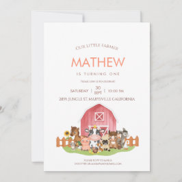 農業動物納屋周囲の庭第1回2歳招待状 招待状