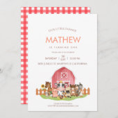 農業動物納屋周囲の庭第1回2歳招待状 招待状 (正面/裏面)