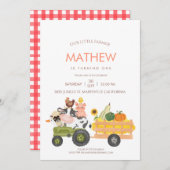 農業動物納屋周囲の庭第1回2歳招待状 招待状 (正面/裏面)