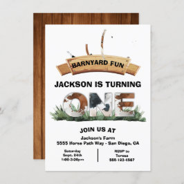 農業動物納屋周囲の庭素朴サイン誕生日パーティー 招待状