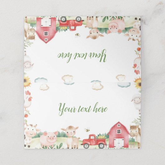 農業動物納屋周囲の庭誕生日パーティーフードテント プレイスカード (外部開封)