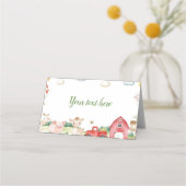 農業動物納屋周囲の庭誕生日パーティーフードテント プレイスカード (裏面)