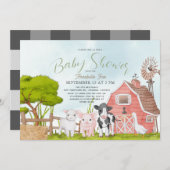 農業動物納屋周囲の庭赤ちゃんシャワー 招待状 (正面/裏面)