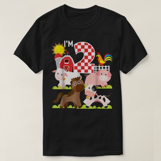 農業動物納屋周囲の庭2nd誕生日Im 2歳T Tシャツ (デザイン正面)