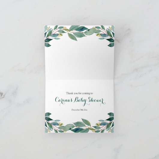 農業動物緑化ベビーシャワーサンキューカード サンキューカード (内部)