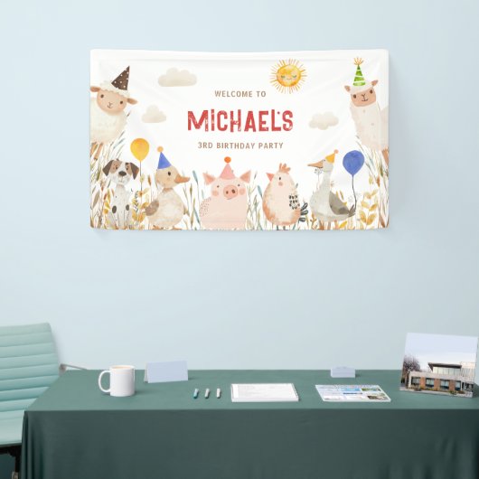 農業動物誕生日バナー 横断幕 (トレードショー)