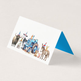 農業動物誕生日パーティー小さな折り畳みカード