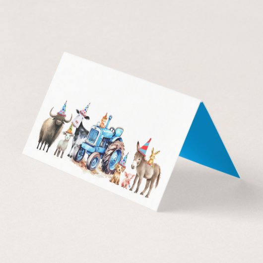 農業動物誕生日パーティー小さな折り畳みカード (正面)