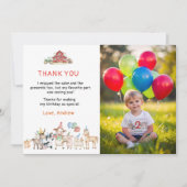 農業動物誕生日写真サンキューカード 招待状 (正面)