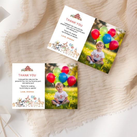 農業動物誕生日写真サンキューカード 招待状