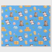 農業動物誕生日包装紙 ラッピングペーパー (フラット)