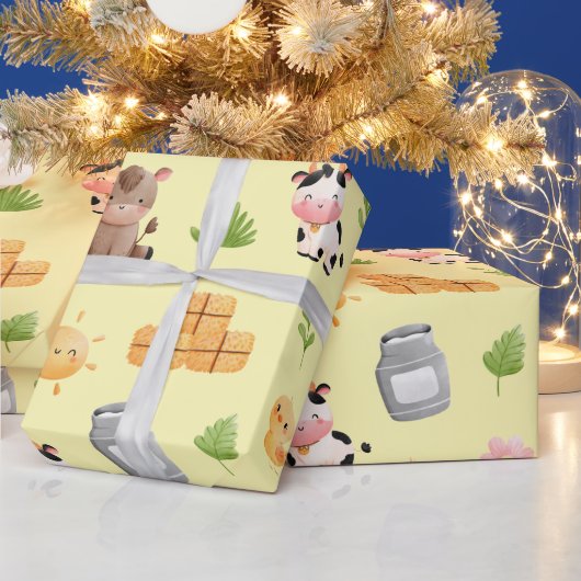 農業動物誕生日包装紙 ラッピングペーパー (クリスマス)