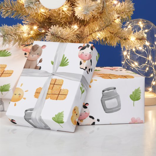 農業動物誕生日包装紙 ラッピングペーパー (クリスマス)