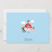 農業動物誕生日招待状 – 少年納屋周囲の庭 招待状 (裏面)