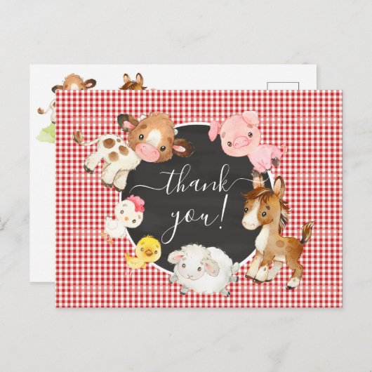 農業動物赤ちゃんシャワーありがとうはがき ポストカード (正面/裏面)
