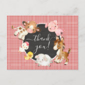 農業動物赤ちゃんシャワーありがとうはがき ポストカード (正面)