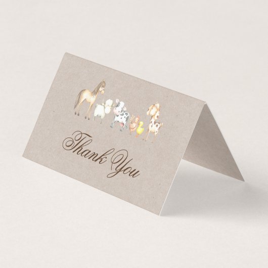 農業動物赤ちゃんシャワーありがとう折りたたみカード (正面)