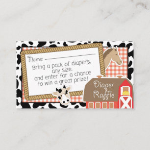 農業動物赤ちゃんシャワーおむつラッフルチケット エンクロージャーカード