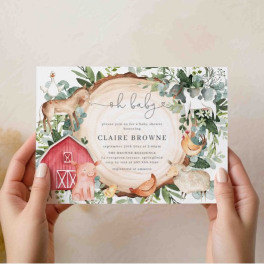 農業動物赤ちゃんシャワー招待状 招待状