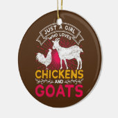 農業動物鶏ヤギ農家女性可愛い セラミックオーナメント (左)