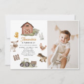 農業動物2nd誕生日パーティー写真 招待状 (正面)