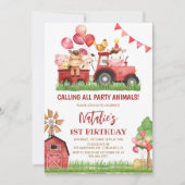 農業動物，納屋周囲の庭, Ranch Girls 1st Birthday 招待状 (正面)