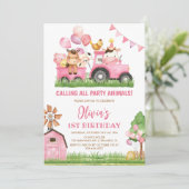 農業動物，納屋周囲の庭, Ranch Girls 1st Birthday 招待状 (スタンド正面)