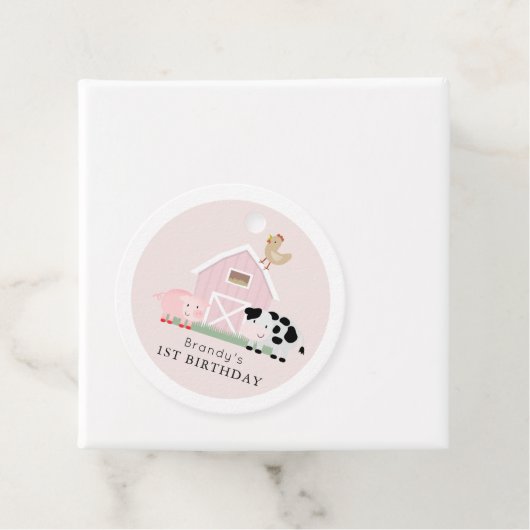 農業動物Barnyardピンクの誕生日ありがとうFavo フェイバータグ (インサイチュ)