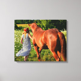 農業女子とその馬ギャラリーキャンバスプリント キャンバスプリント