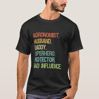 農業学者の夫ダディースーパーヒーロープロテクターパパ Tシャツ