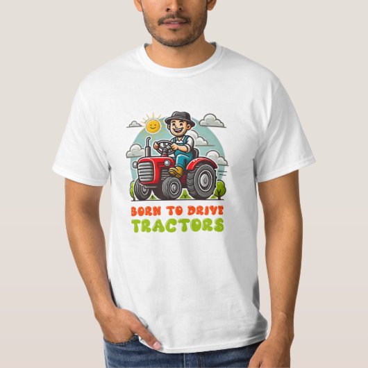 農業愛好家芸術的向けのトラクターのアートワーク Tシャツ (正面)