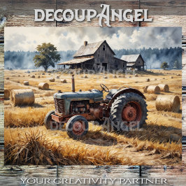 農業景観のトラクター#1 - decopage - 薄葉紙