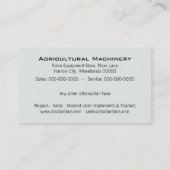 農業機械の赤のすき 名刺 (裏面)