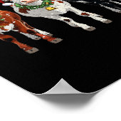 農業牛トナカイのサンタハットクリスマスライトおもしろい ポスター (角)