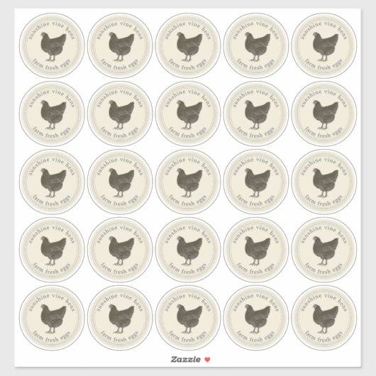 農業生卵エッグカートンアンティークホワイト2.5インチ シール (シート)