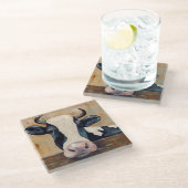 農業生活 – 牛のガンザー ガラスコースター (アングル)