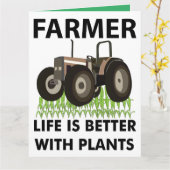 農業用トラクターの畑の農家の挨拶 カード (黄色い花)