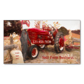 農業用トラクターレッドヴィンテージ素朴農業 マグネット名刺 (正面)