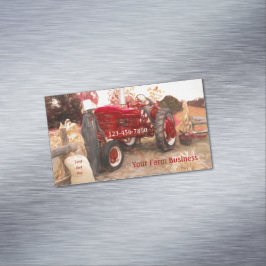 農業用トラクターレッドヴィンテージ素朴農業 マグネット名刺