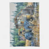 農業用機械、トラクター、バックホー、農業用車両 キッチンタオル (縦)