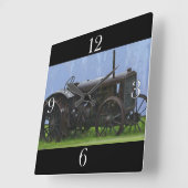 農業用機械、トラクター、バックホー、農業用車両 スクエア壁時計 (傾斜)