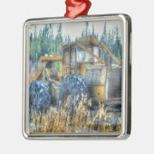 農業用機械、トラクター、バックホー、農業用車両 メタルオーナメント (左)