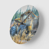 農業用機械、トラクター、バックホー、農業用車両 ラウンド壁時計 (傾斜)