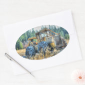 農業用機械、トラクター、バックホー、農業用車両 楕円形シール (封筒)