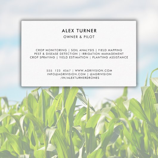 農業用無人機ビジネスQRコード写真テンプレート 名刺