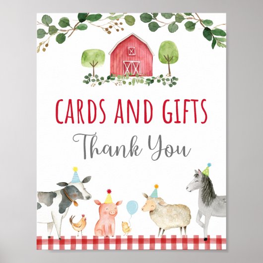 農業用緑のカードとギフト誕生日の看板 ポスター (正面)