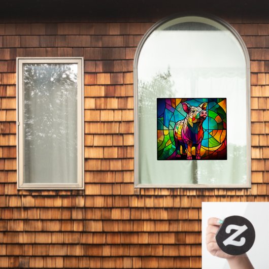 農業用豚の豚ステンドガフェイクラス ウィンドウサイン (ホームウィンドウ)